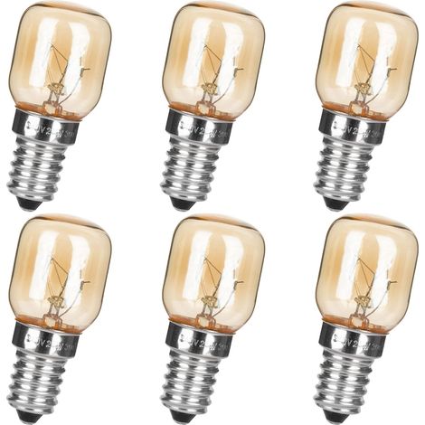 Lot de 6 ampoules de lampe à sel, 25 W T25 E14 230-240 V à intensité variable transparentes pour micro-ondes/réfrigérateur/lampe à sel de l'Himalaya/congélateurs/ampoule de poterie (1/5)