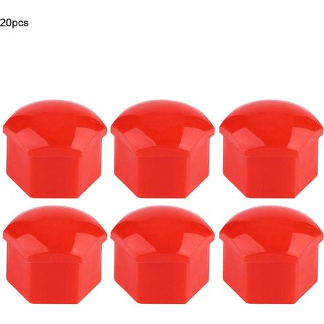 20 pièces bouchons de écrous de roue 19 mm en nylon PA66 pour moyeu auto protection extérieure boulons jante rouge (1/5)