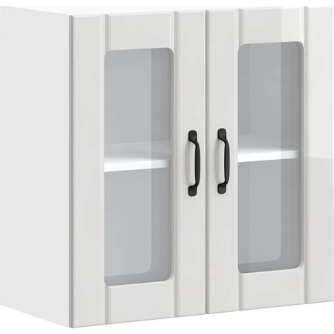 Maison Exclusive - Pensile da Cucina con Porta in Vetro Lucca Bianco Lucido