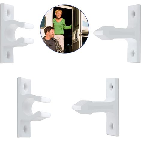 Lot de 2 Paires Loquets de Porte pour Caravane (Blanc) (1/5)