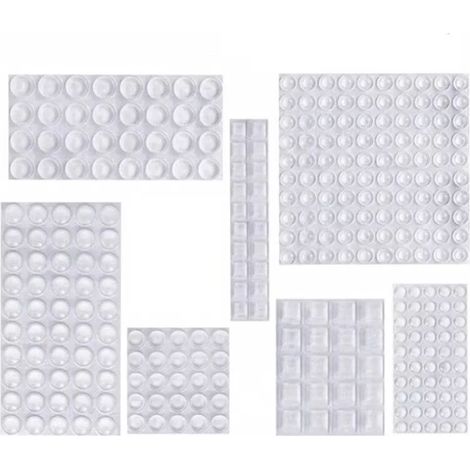 Patin Silicone, Anti-Bruit Butées Patins de Protection Caoutchouc Auto-Adhésif Tampon Transparent Pieds Antidérapant pour Porte Placard, Cuisine, Salle de Bain, Bureau 7 Tailles