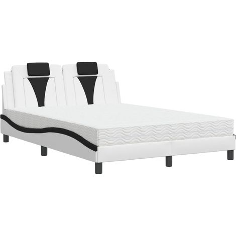 Maison Exclusive - Letto Viana con Materasso Bianco e Nero 140x200 cm in Similpelle (1/5)