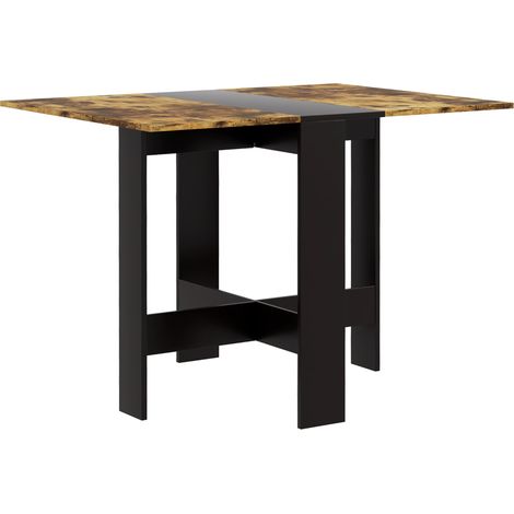 Table de salle à manger pliante, table de cuisine avec rallonges rabattables pour petits espaces, 103 x 76 x 73,5 cm, noir et marron rustique (1/5)