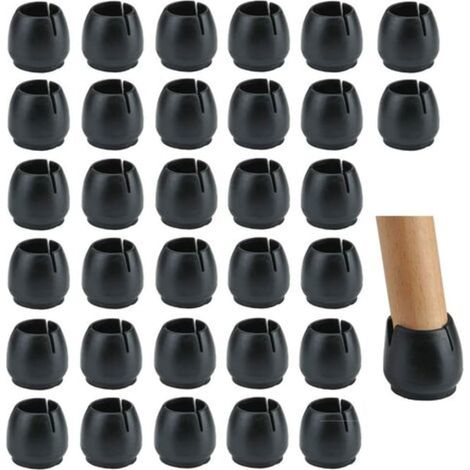 Coussinets adhésifs en caoutchouc pour pieds de chaises et tables, protection anti-rayures, patins feutrés résistants, lot de 32, diamètre 17-21mm, noir (1/5)