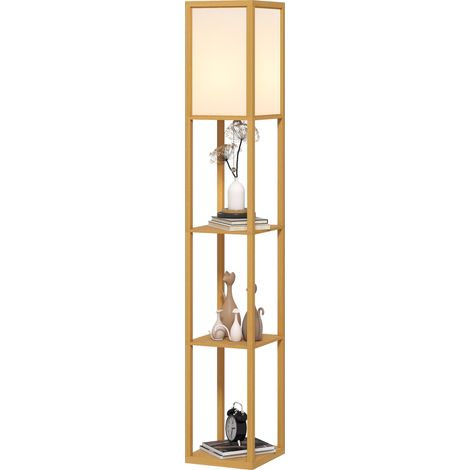 Stehlampe mit Ablagefächern. E27-Leuchtmittel. Für Wohnzimmer, Schlafzimmer, Büro. Natürlich. (1/5)