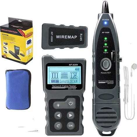 Probador de cables de red, medición de longitud, prueba PoE, NF-8209 (1/2)