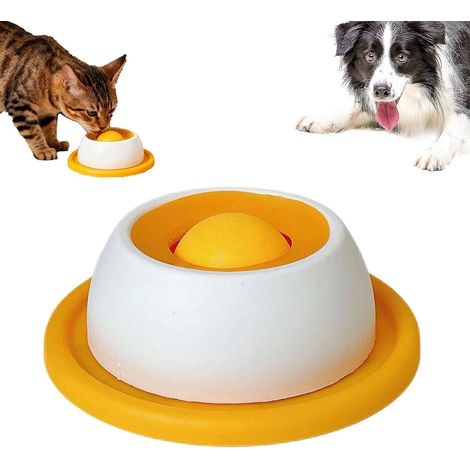 Gamelle interactive pour chat à alimentation lente - Gamelle antidérapante, anti-vomissements et éducative pour animaux de compagnie [Jaune] (1/5)