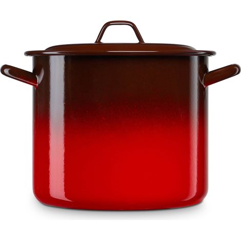 Briebe Ignea Olla Alta Cocina Inducción 20cm, Cazuela 5L con Tapa Acero Esmaltado, Fuego, Horno Vintage  Rojo