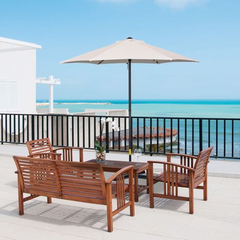 Parasol jardin 2x2m rond poteau central aluminium polyester, crème
