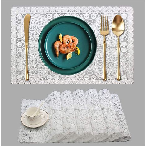 Lot de 6 Sets de Table imperméables en Plastique Blanc pour Table de Salle à Manger, lavables, en Vinyle et PVC (1/5)