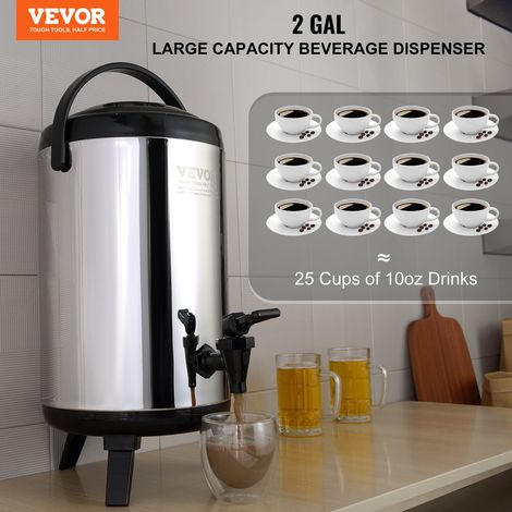 Distributeur de Boissons Isotherme 7,6L Distributeur d’Eau Chaude et Froide Non Électrique Inox Alimentaire Conservation 4-6H Conteneur Isotherme avec Robinet Portable pour Camping Restauration (1/5)