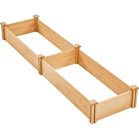 Yaheetech Letto Rialzato da Giardino in Legno con Griglia Centrale Fioriera per Coltivazione Marrone Chiaro 244,5 cm × 62,5 cm × 27 cm (1/5)
