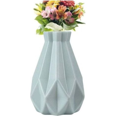 PA Vase Géométrique en Céramique Incassable Déco Intérieure Table Salon Bleu (1/4)