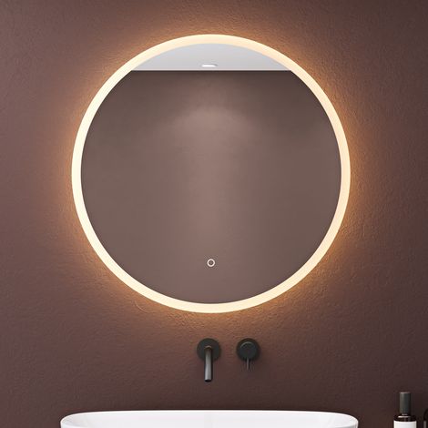 doporro Miroir de Salle de Bains Rond Lumineux avec Éclairage LED Glace Éclairé avec Interrupteur Tactile φ 70 cm (1/5)