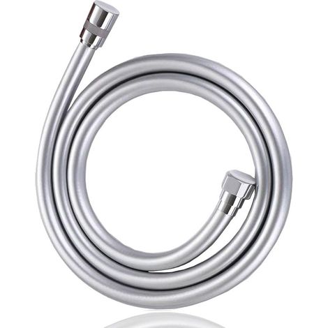 Manguera de ducha flexible de PVC de 1,5 m con doble protección antitorsión, repuesto universal, con cabezal doble de latón de alta calidad, antitorsión. (1/5)