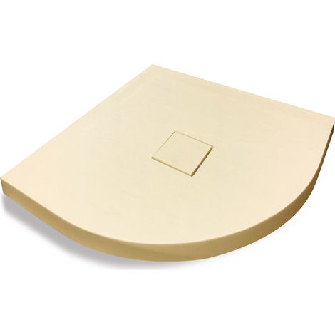 Piatto doccia mineral marmo resina curvo antiscivolo h4 cm misure l80 x p80 x h4 cm - tinta beige - confezione 1 (1/2)