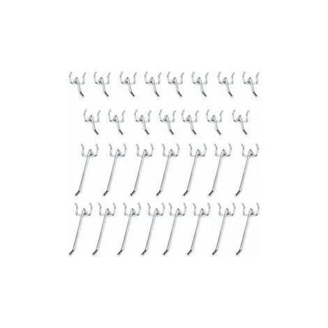 Crochets pour panneaux perforés en métal, accessoires pour panneaux perforés, ensemble de crochets simples de 10cm et 5cm pour Garages, remises à outils, ateliers, 30 pièces (1/5)