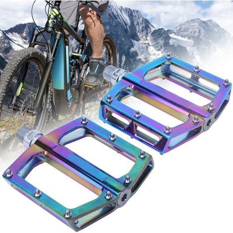 Paire de Pédales Vélo Large en Alliage d'Aluminium Coloré MJ-058 pour VTT et Route
