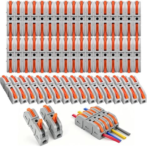 Connecteur Electrique Avec Levier, 1-Fil 2-Entrées Bornes De Connexion Automatique et Peut Étre Librement Combiné Bornier Electrique (1/5)