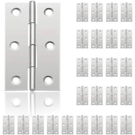 Ersandy – Lot de 24 charnières en inox pour portes – 6 trous de montage – Capacité de charge augmentée – Pour boîtes à bijoux et meubles - 44mm32mm