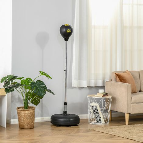 sac de frappe sur pied 2 gants base lesté 45 x 45 x 133-151 centimètres noir, Punching ball sur pied réglable hauteur 133 -151 centimètres