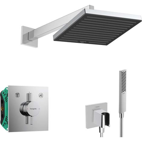 Hansgrohe - Set doccia da incasso con miscelatore, con corpo incasso, 26x26 cm, cromo SANI21HHH001