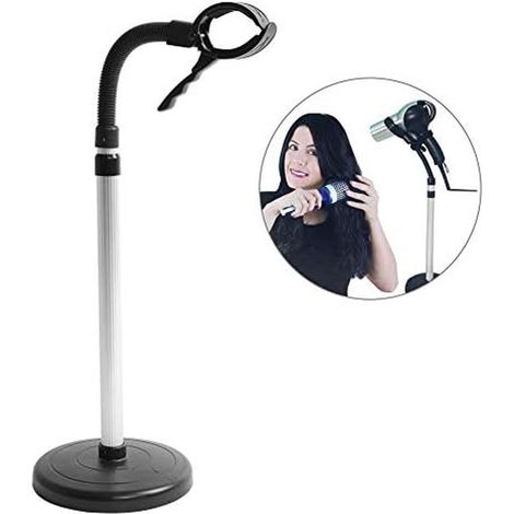 Porte Sèche Cheveux en Acier Inoxydable, Support de Sèche-Cheveux Hair Dryer Stand Mains sur Pied réglable en Hauteur 40 x 19 x 6 cm (1/5)