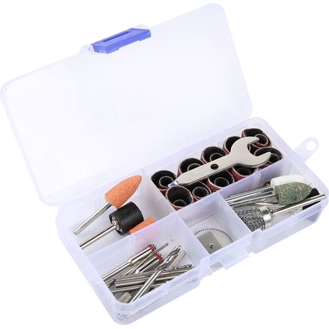Kit d'accessoires pour meuleuse électrique 46 pièces : papier de verre, alliage, brosse métallique, tête de meulage, tête de meulage diamantée. (1/5)