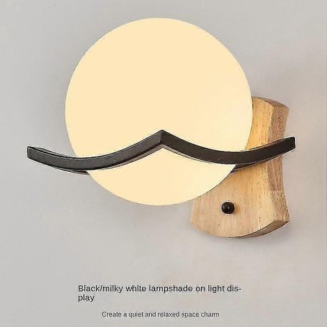 Applique murale LED pour chambre à coucher, chevet, coiffeuse, abat-jour (A Noir) (1/4)