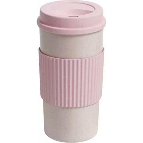 Tasse À Café Réutilisable - Fibre De Blé - Isolation Double Paroi - Couvercle À Vis - Prise En Main Texturée - Léger - 1 Pièce (1/5)