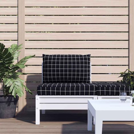 Coussins de palette lot de 2 motif à carreaux noir tissu Oxford (1/5)
