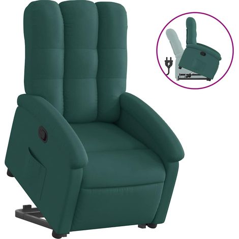 Maison Exclusive - Poltrona Alzapersona Reclinabile Verde Scuro in Tessuto