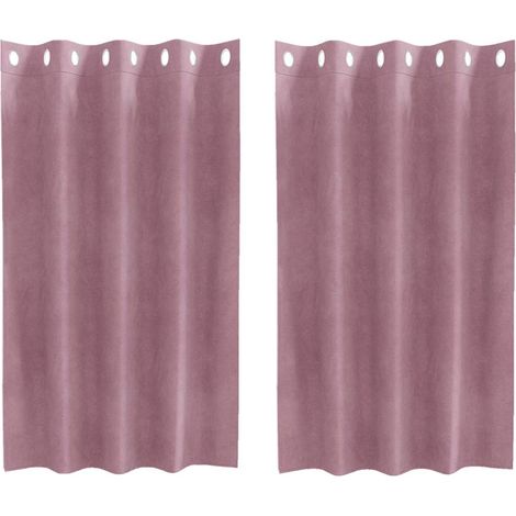 Rideaux occultants 2 pcs Rose foncé 140 x 140 cm Velours (1/5)