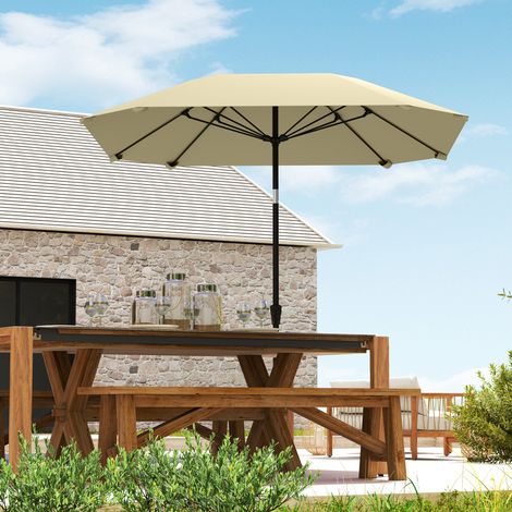 Parasol de 2,3 m sans pied. Parasol de terrasse réglable avec manivelle. Polyester. Aluminium. Fibre de verre. Beige (1/5)
