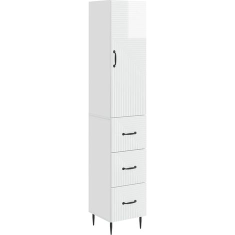 vidaXL Set di armadi 2 pcs Bianco Lucido 33 x 34,5 x 90 cm