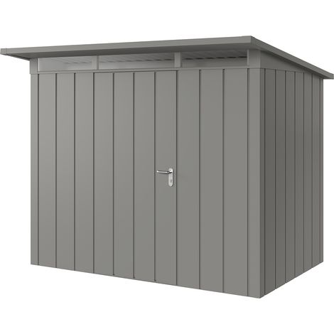 Hörmann Metall-Gerätehaus "Juno" mit Pultdach, JPD8 - Modern, 262 x 166 cm (B x T), graualuminium, 1-flüglige Tür, Anschlag links (1/5)