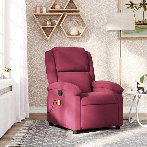 Fauteuil de massage inclinable-Chaise de relaxation-Fauteuil Relax rouge bordeaux velours 365612 (1/5)