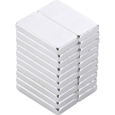 Aimant Rectangulaire - 30 x 10 x 3 mm - Néodyme Plaqué Nickel - Pour DIY Déco Cuisine Arts - 12 Pièces (1/5)