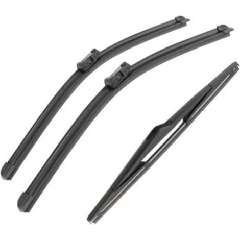 Balais d'essuie-glace avant et arrière pour Ford Fiesta MK6 (2008, 2009, 2010, 2011, 2012, 2013, 2014, 2015, 2016) 26" + 15" + 12" (1/4)