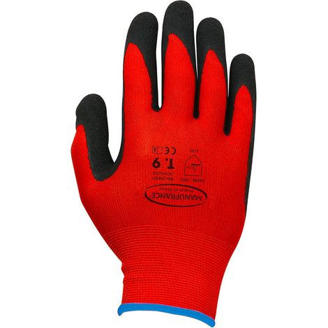 Gants de manutention grande dexterite - T10 - Rouge