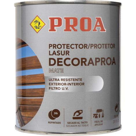 Lasur protector para madera al disolvente exterior. Transparente. 4 L. Cuida y protege la madera con acabado natural. Mate. Proa.