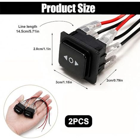 Waterproof Rocker Switch 20A 12V, Reverse Polarity Switch 6 Pin ON-OFF-ON with Cable, 12V Inverter for Motor, Switch for Boats, Electric Vehicles and Machinery (1/4)