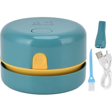 Aspirateur de Bureau Mini USB Automatique, Balayeuse à Poussière de Table Rechargeable Batterie 18650 600mAH Vert (1/5)