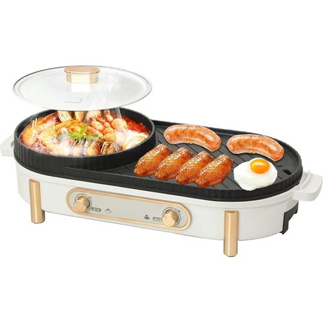 Marmite éLectrique Avec Gril, Marmite éLectrque 2 En 1, Marmites Chinoise, Marmites éLectrique 220 V 1700W, Barbecue CoréEn Pour Petites RéUnions De Famille De Trois à Six Personnes (1/5)