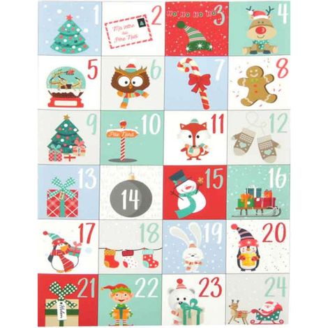 Stickers de Noël "Calendrier de l'Avent" Multicolore (1/2)
