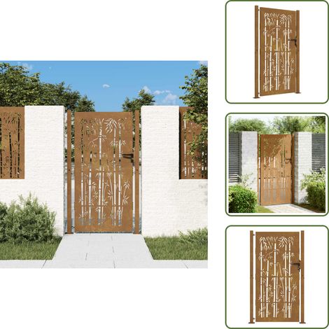 Design in bambù - vidaXL Cancello da giardino 100x200 cm in acciaio corten e design in bambù - Cancello resistente