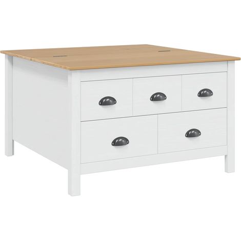 Coffee Table HILL White and Honey Brown 79.5 x 79.5 x 49 cm vidaXL