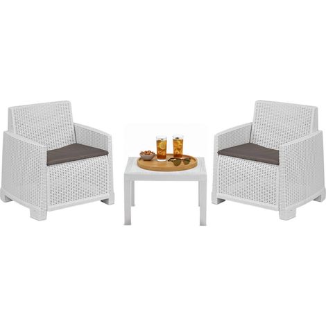 Set Salotto da Esterno Rosta, Salottino Outdoor 2 Posti, Made in Italy, Bianco