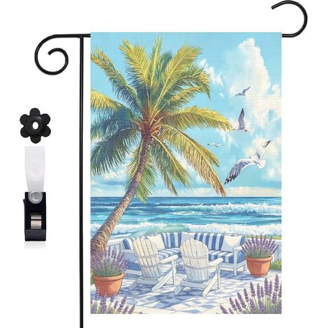 Drapeau de jardin océan et fauteuils de plage 30 x 45 cm décoration terrasse et extérieur (1/5)