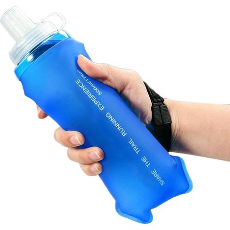 Gourde souple 500 ml anti-fuite pliable avec sangle ajustable Idéale pour la course à pied, le sport en extérieur (gymnastique, cyclisme, randonnée, camping, escalade, jogging) (1/5)